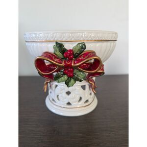 Vintage Dillard's Holiday Pedestal Bowl